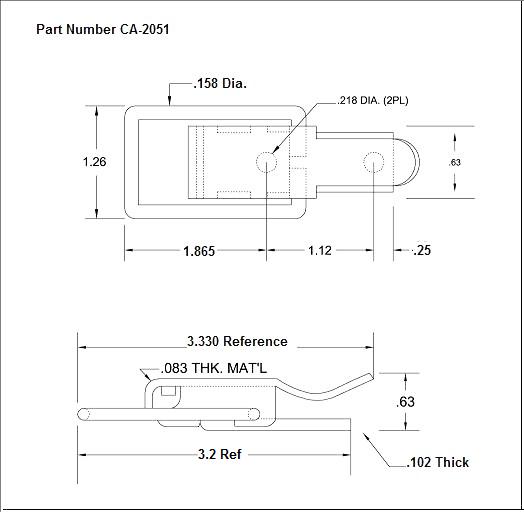 CA2051 OverCenter Draw Latch W/ Straight Loop Bail , Latches & Catches
